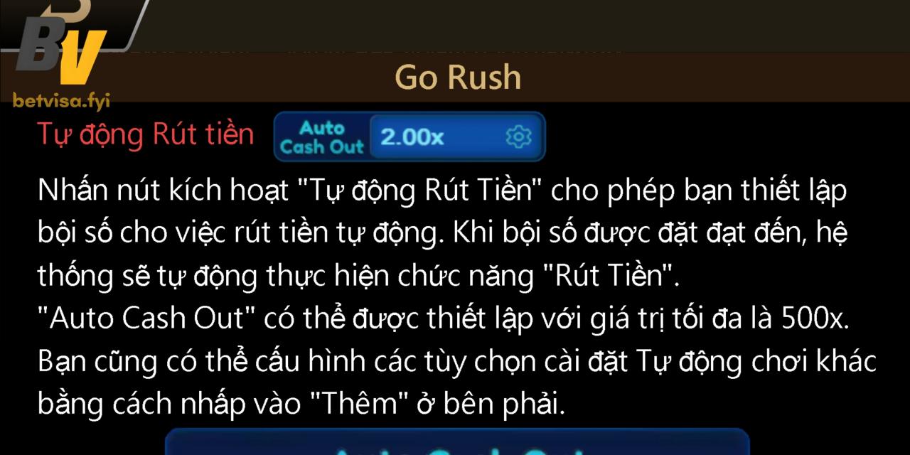 Cược thủ có thể nhận tiền thưởng một cách tự động nhờ vào biểu tượng “tự động rút tiền”